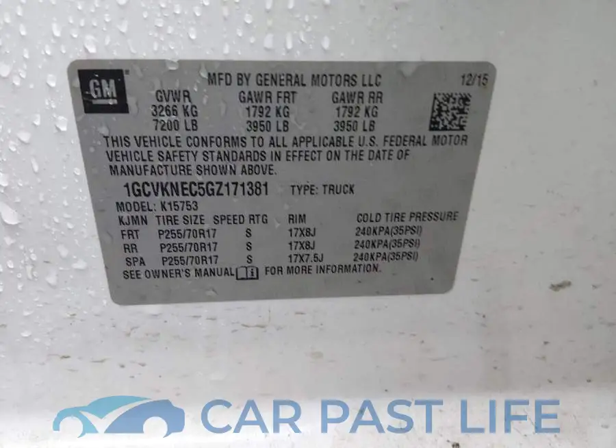 1GCVKNEC5GZ171381# 9