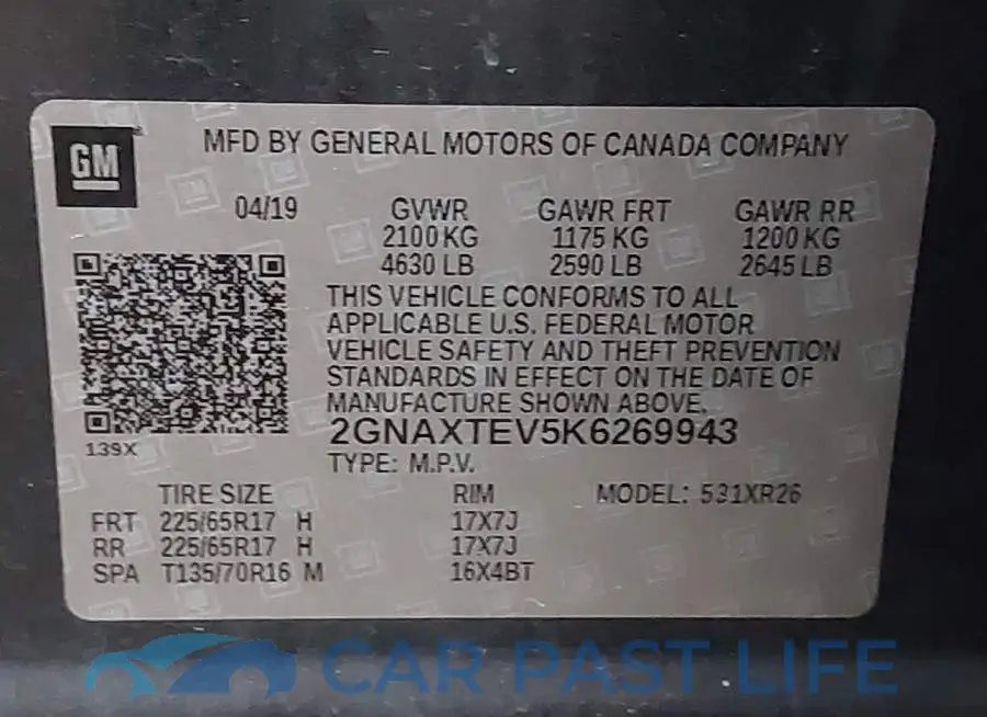 2GNAXTEV5K6269943# 9