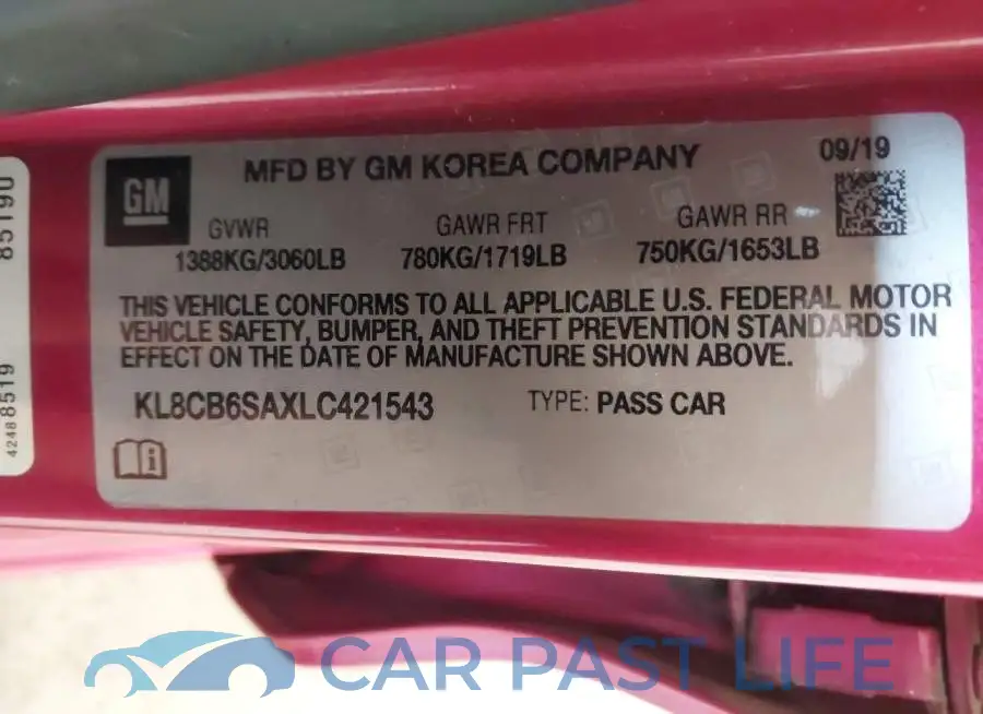 KL8CB6SAXLC421543# 9