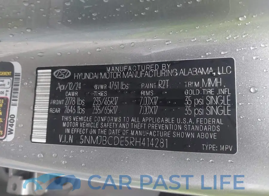 5NMJBCDE5RH414281# 9