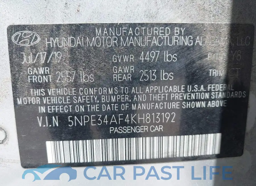 5NPE34AF4KH813192# 9