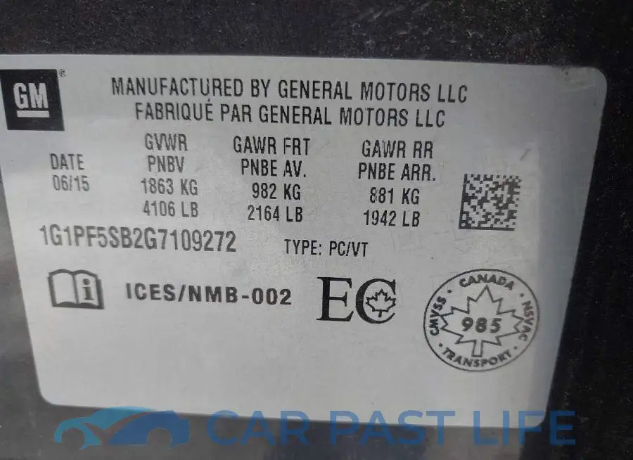 1G1PF5SB2G7109272# 9