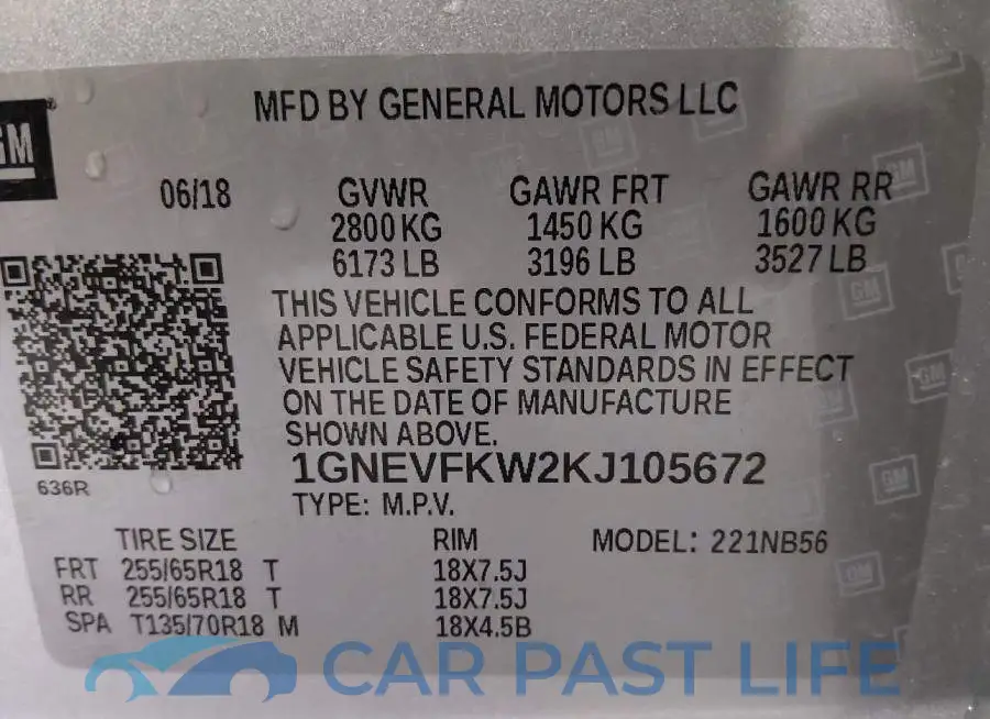 1GNEVFKW2KJ105672# 9