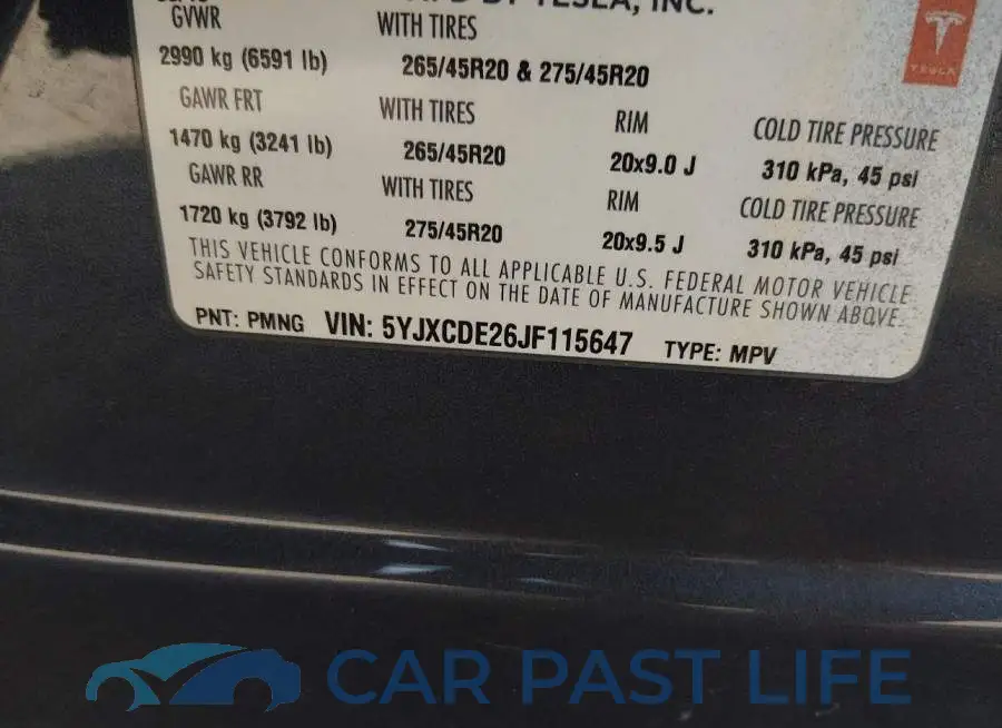 5YJXCDE26JF115647# 9
