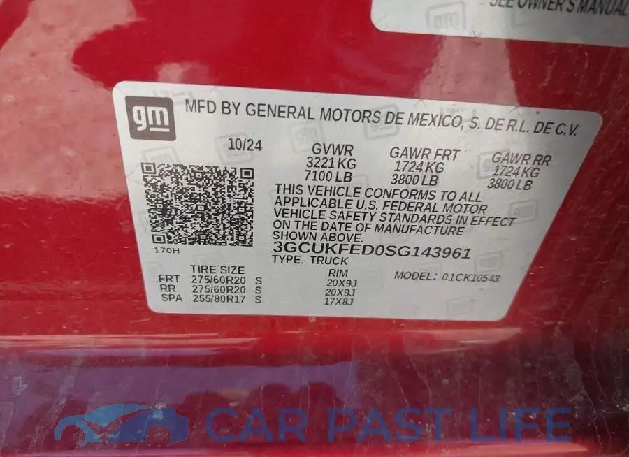 3GCUKFED0SG143961# 9