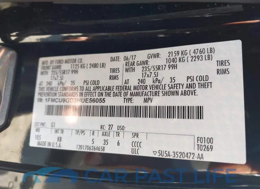 1FMCU9GD3HUE56055# 9