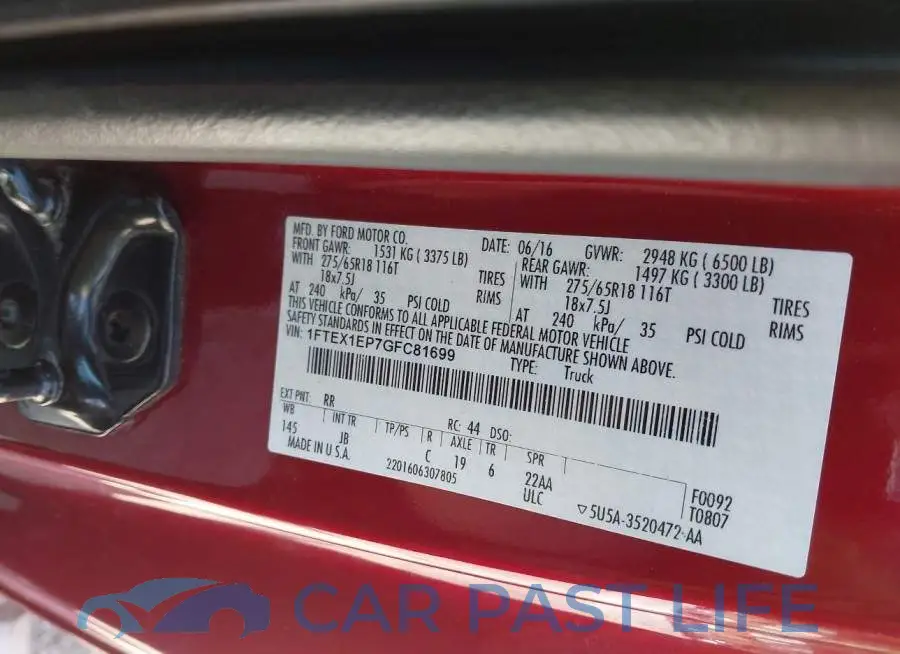 1FTEX1EP7GFC81699# 9