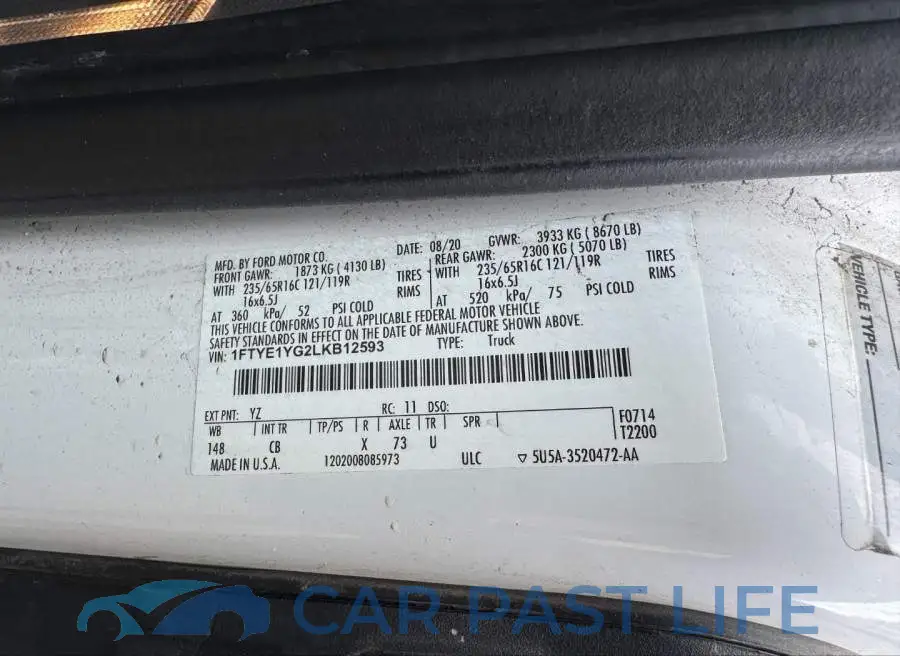 1FTYE1YG2LKB12593# 9