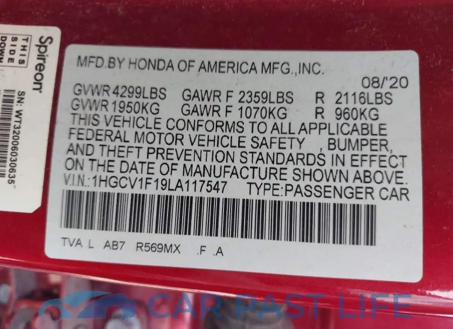 1HGCV1F19LA117547# 9