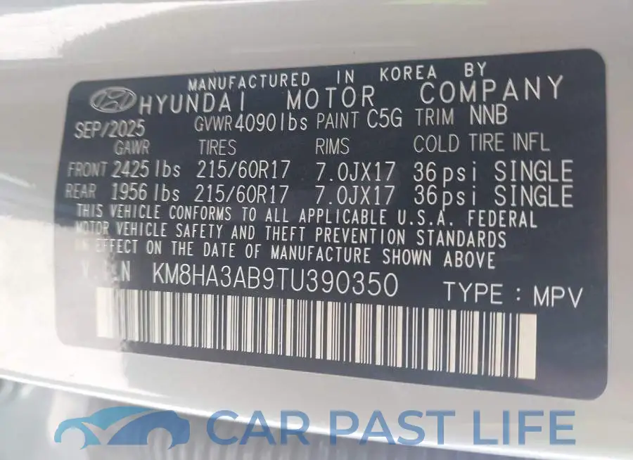 KM8HA3AB9TU390350# 9