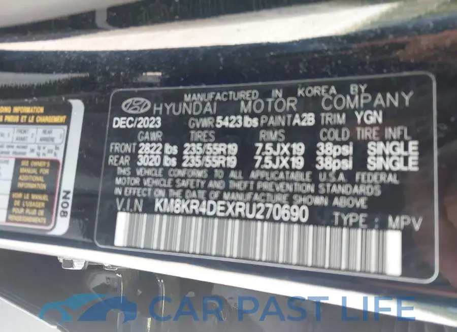 KM8KR4DEXRU270690# 9