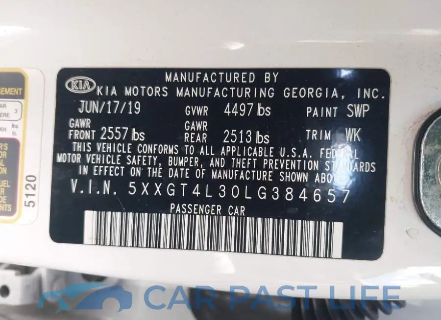 5XXGT4L30LG384657# 9