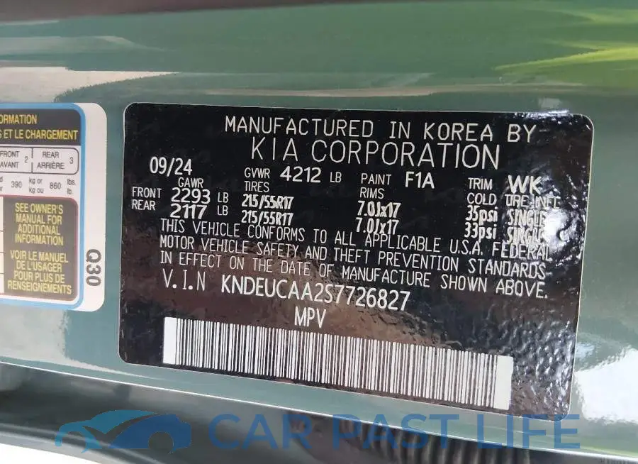 KNDEUCAA2S7726827# 9