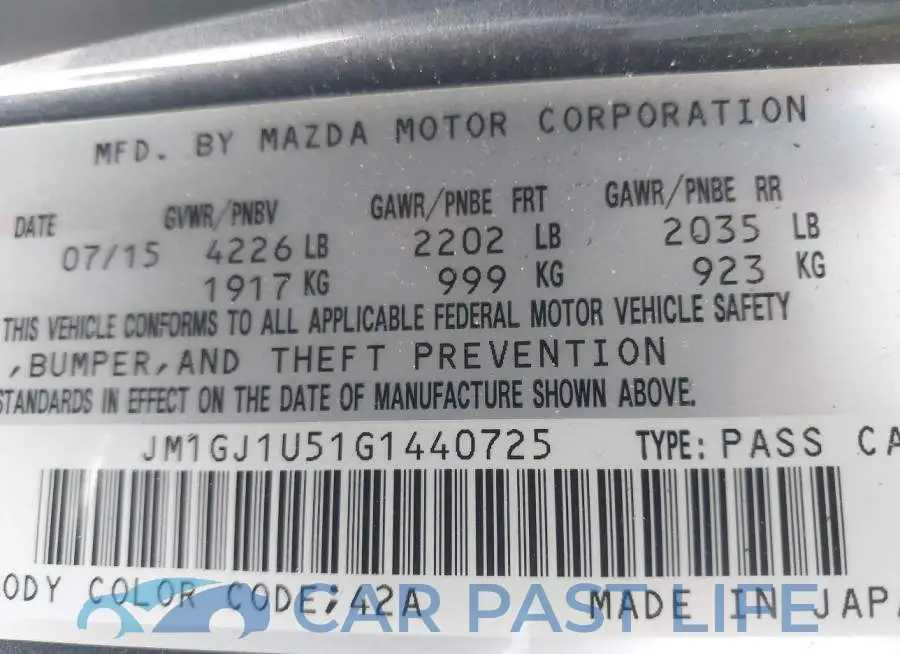 JM1GJ1U51G1440725# 9
