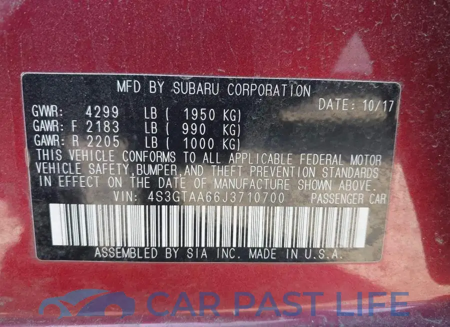 4S3GTAA66J3710700# 9