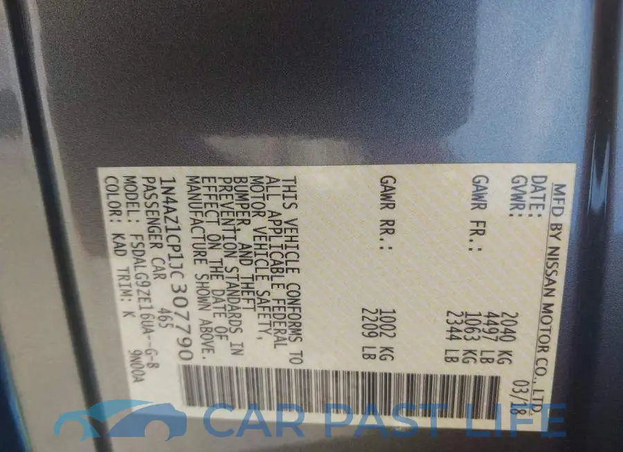 1N4AZ1CP1JC307790# 9