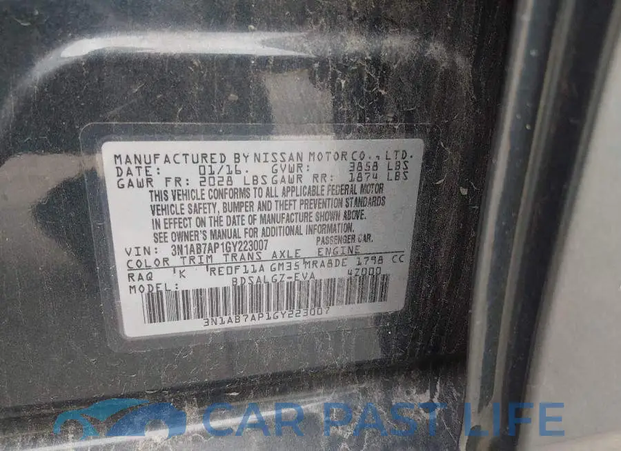 3N1AB7AP1GY223007# 9