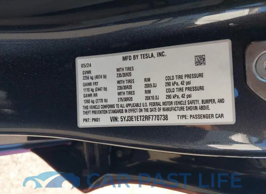 5YJ3E1ET2RF770738# 9
