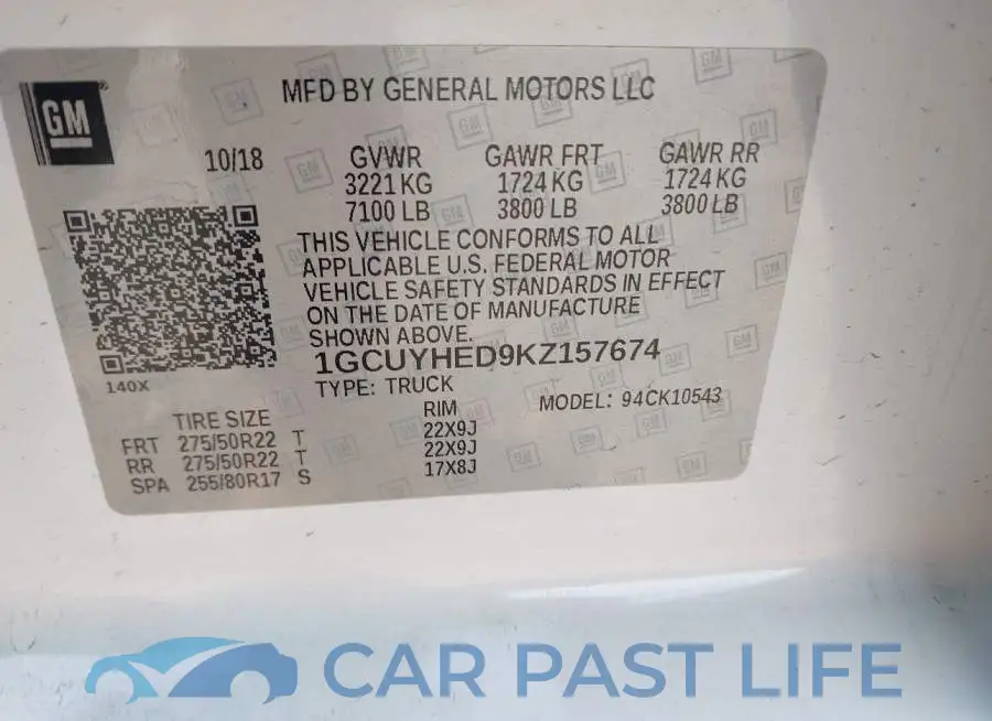 1GCUYHED9KZ157674# 9