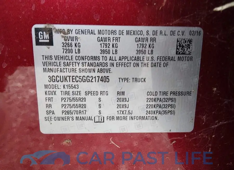 3GCUKTEC5GG217405# 9