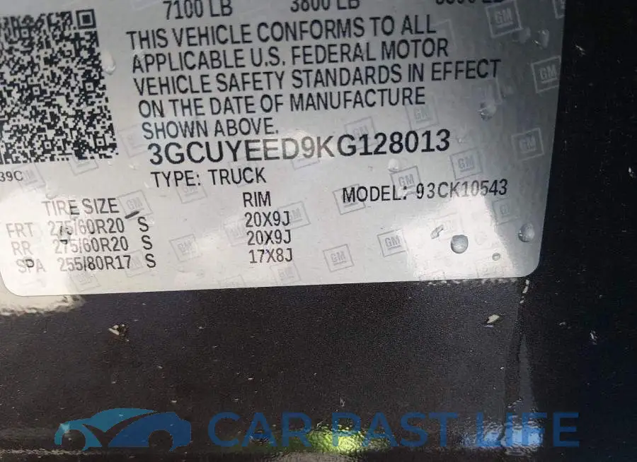 3GCUYEED9KG128013# 9