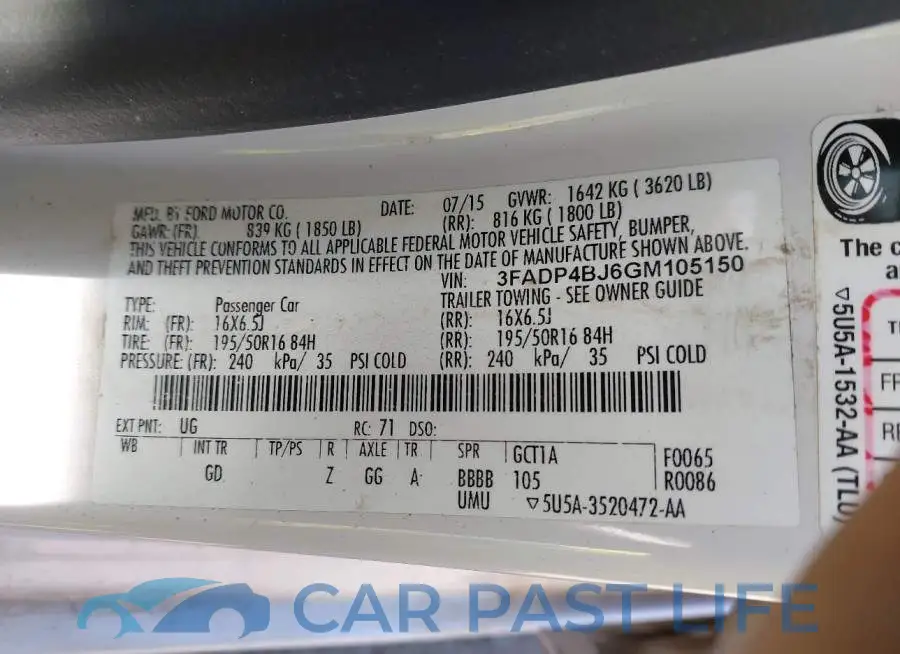 3FADP4BJ6GM105150# 9