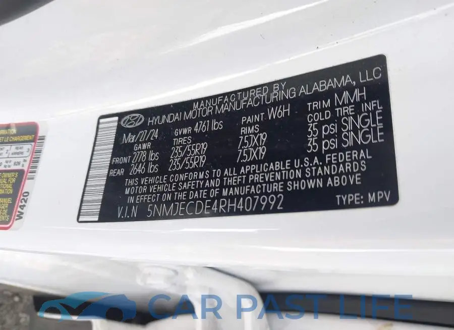 5NMJECDE4RH407992# 9