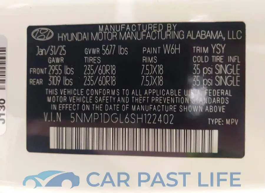 5NMP1DGL6SH122402# 9