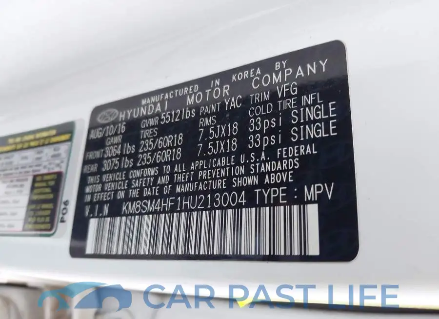 KM8SM4HF1HU213004# 9