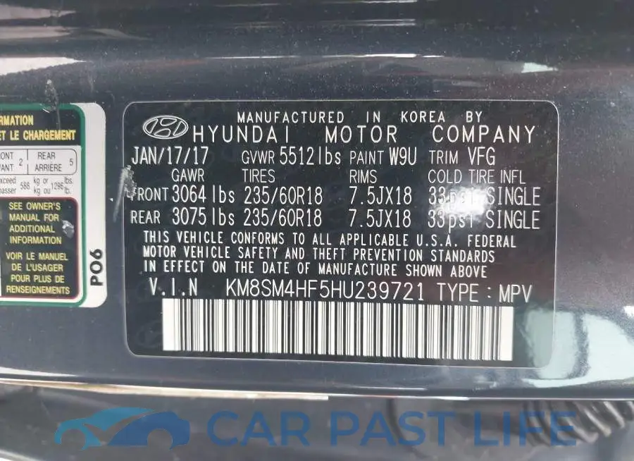 KM8SM4HF5HU239721# 9