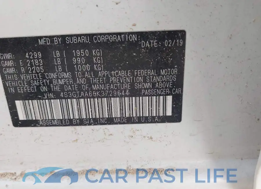4S3GTAA65K3729644# 9