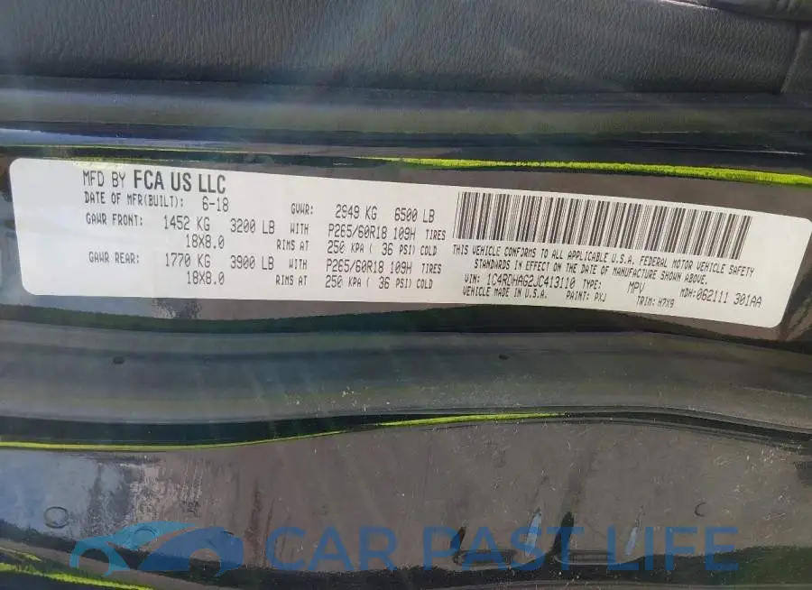 1C4RDHAG2JC413110# 9