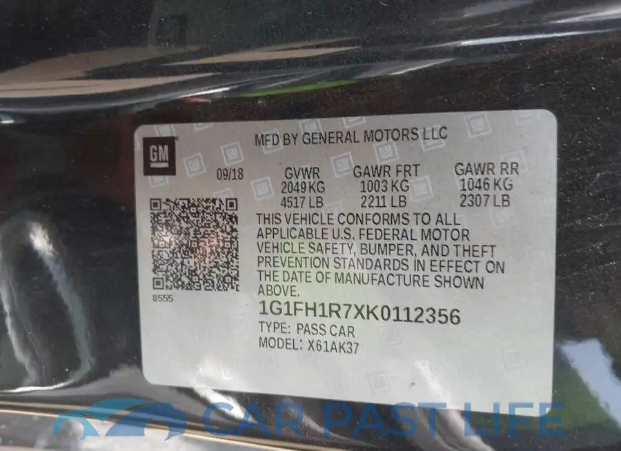 1G1FH1R7XK0112356# 9