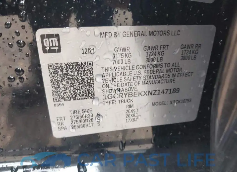 1GCRYBEKXNZ147189# 9