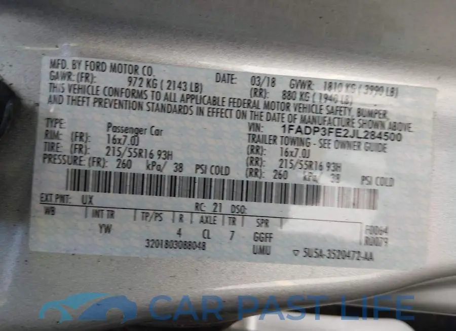 1FADP3FE2JL284500# 9