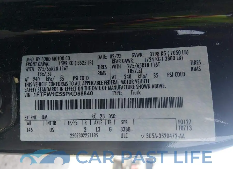 1FTFW1E55PKD68840# 9