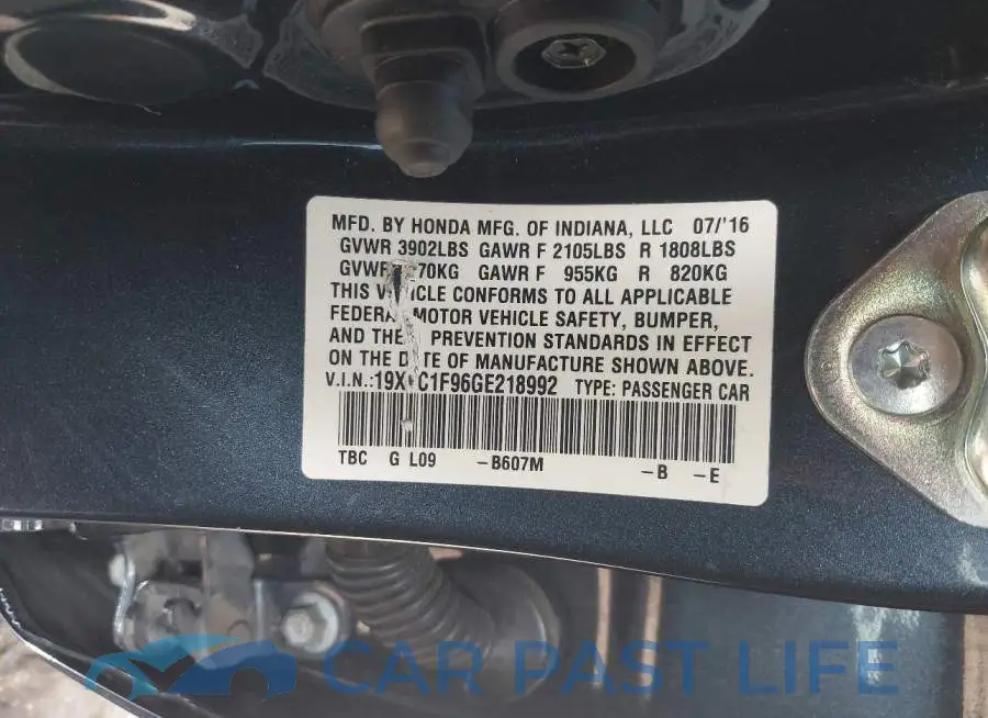 19XFC1F96GE218992# 9