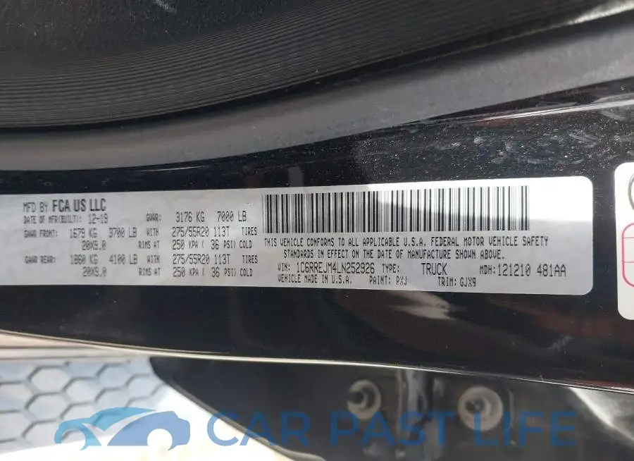 1C6RREJM4LN252926# 9