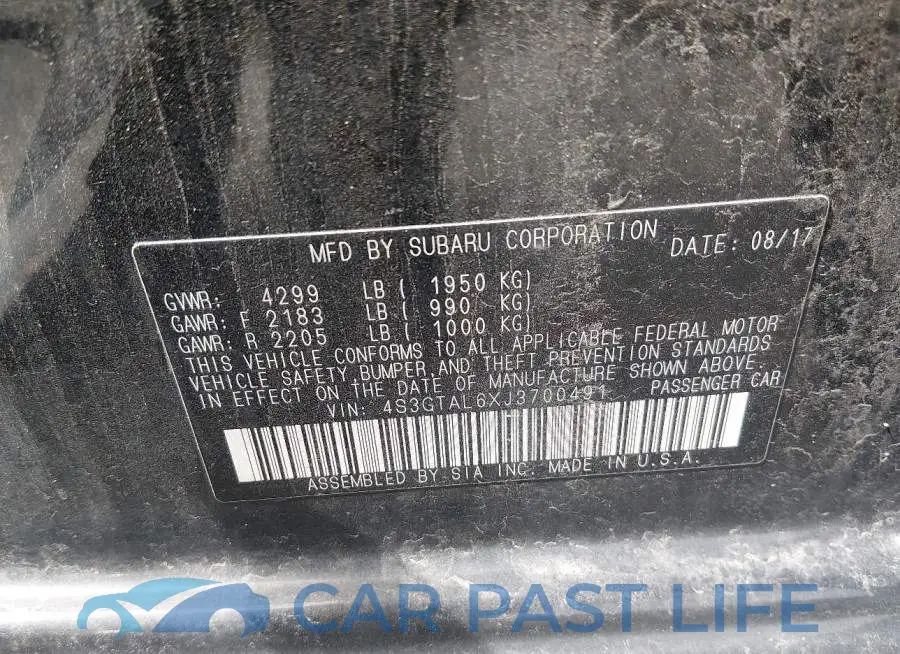 4S3GTAL6XJ3700491# 9