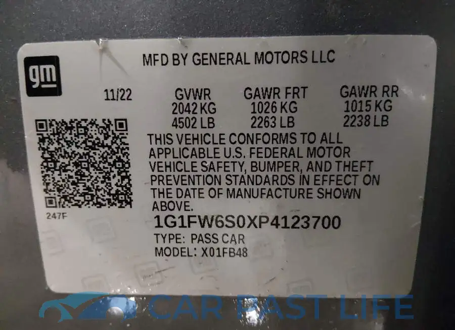1G1FW6S0XP4123700# 9