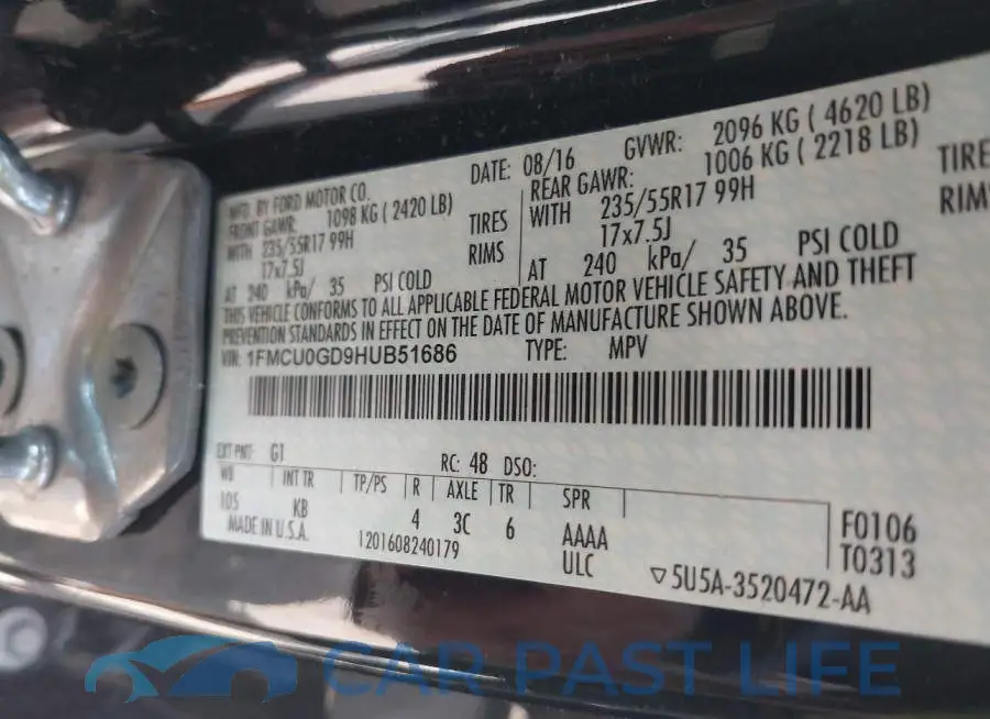 1FMCU0GD9HUB51686# 9
