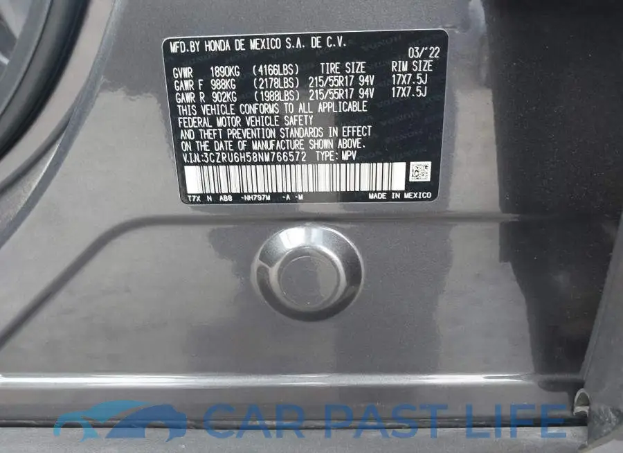 3CZRU6H58NM766572# 9