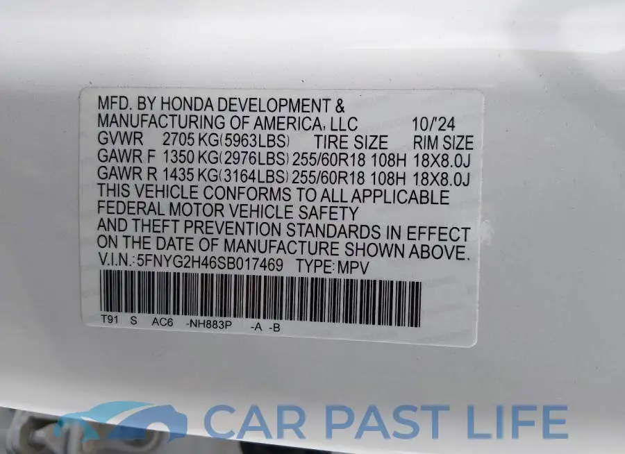 5FNYG2H46SB017469# 9