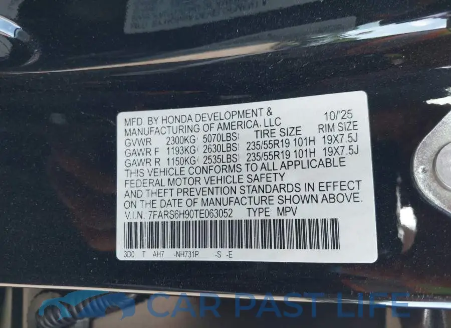 7FARS6H90TE063052# 9