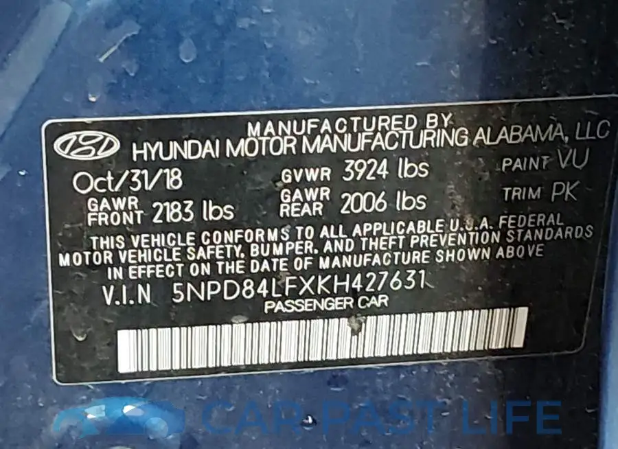 5NPD84LFXKH427631# 9