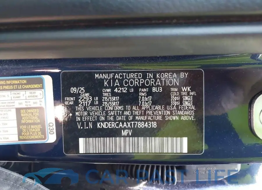 KNDERCAAXT7884318# 9