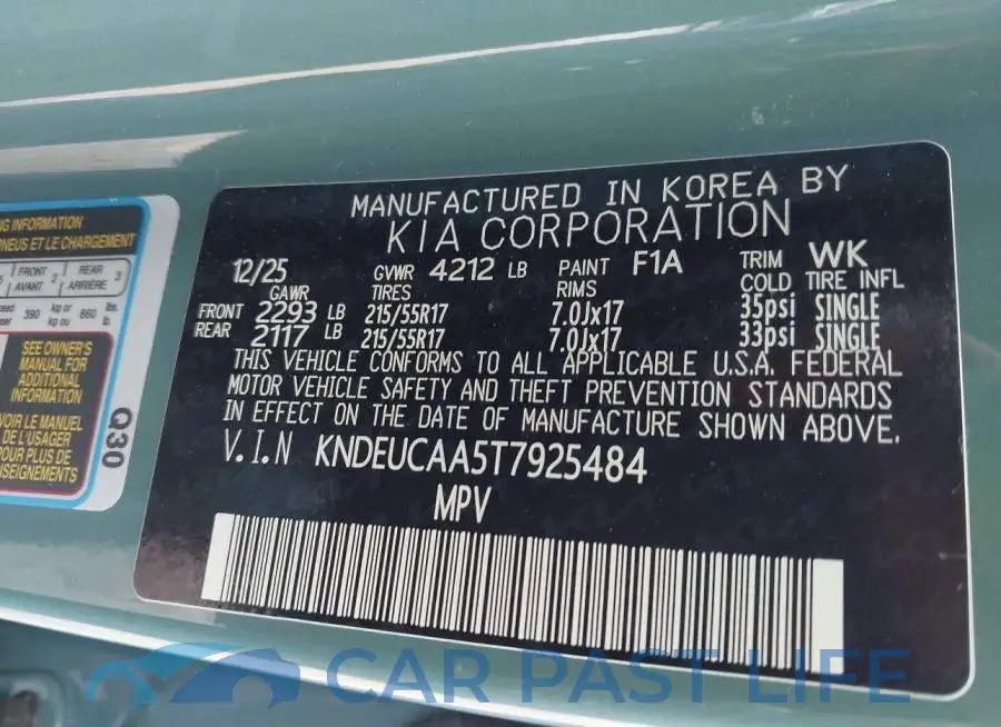 KNDEUCAA5T7925484# 9