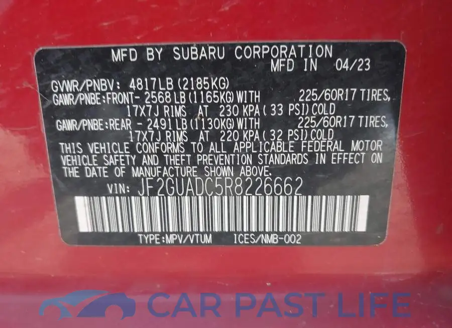 JF2GUADC5R8226662# 9