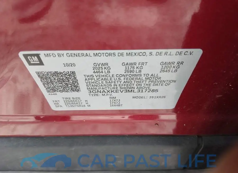 3GNAXKEV3ML317285# 9