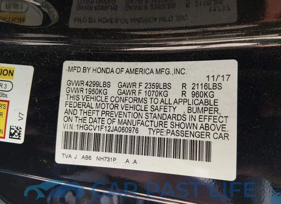 1HGCV1F12JA060976# 9